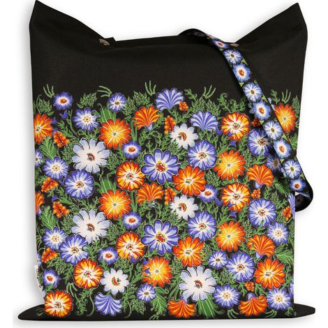 Borsa popolare Opole fiori prato impregnato di nero (1/5)