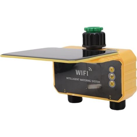 Jeffergarden Programmateur d’arrosage solaire WiFi 2 sorties – Irrigation automatique avec détection pluie pour jardin – Économie d’eau intelligente (1/5)