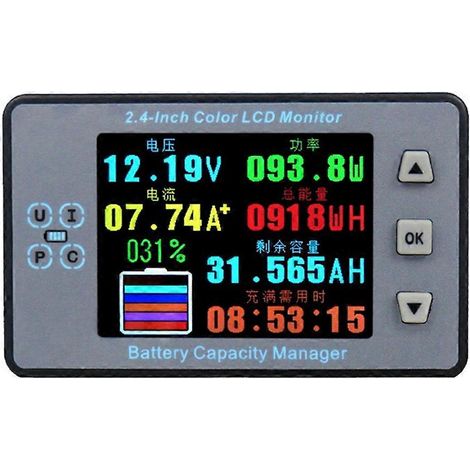 Batteriekapazitätsmesser, Coulomb-Messgerät, Bluetooth-Amperemeter, Voltmeter mit 2,4-Zoll-Farbbildschirm für Elektroautos und Wohnmobile (1/5)