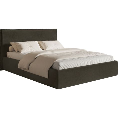 Selsey Softie Slim – Polsterbett 140×200 mit Bettkasten und Lattenrost, Velours, dunkelgrün