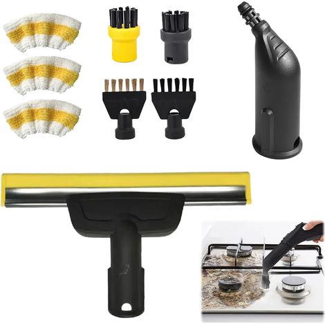 Set mit 9 Zubehörteilen für Kärcher SC1 SC2 SC3 SC4 SC5 Dampfreiniger: Rundbürste, Flachbürste, gebogene Düse, Handdampfbürste, Reinigungstuchbezug für Dampfreiniger (1/5)