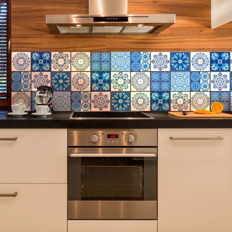 Sticker Mural Carrelage adhésif Cuisine Salle de Bain - 9 STICKERS CARREAUX DE CIMENT AZULEJOS STELLA - 9stickers20x20cm (1/5)