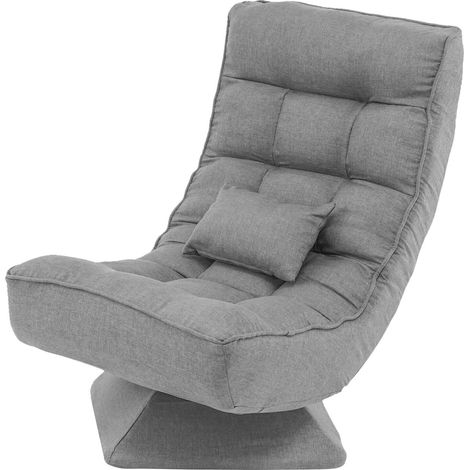 COSTWAY Folding Floor Gaming Chair Swivel Lazy Padded Lounge Chair 4-Position Adjustable (1/5)