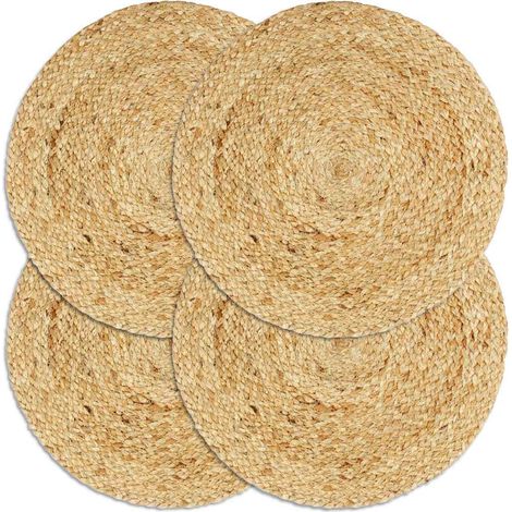 vidaXL Manteles individuales redondos 4 uds yute natural liso 38 cm (1/3)