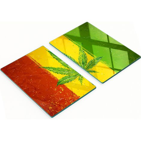 Küchenservierbretter aus Glas mit Rasta-Flaggen-Motiv, 2 x 40 x 52 cm (1/5)