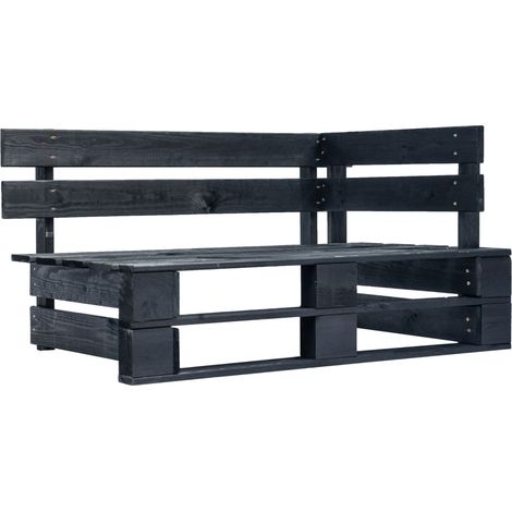 Canapé palette 2 places de jardin, Canapé d'extérieur, Meuble de jardin,avec coussins Pin imprégné de noir OIB5740E (1/5)