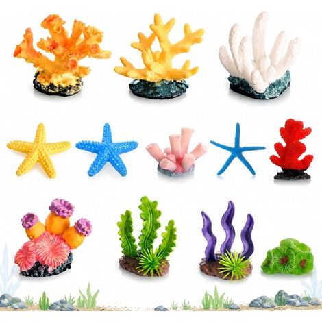 Lot de 12 décorations en plastique couleur corail pour aquarium (1/5)