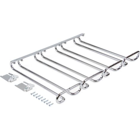 Emuca – Porte-verres pour meubles 4 rangées – Longueur 280mm – Acier chromé – Installation facile sous étagères et comptoirs