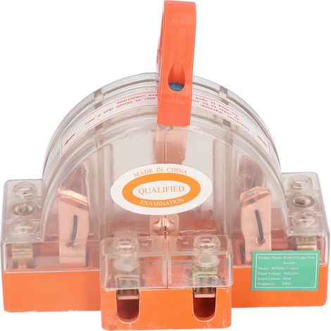 Interrupteur Couteau Bipolaire 2P 100A avec Coque Transparente et Voyant LED pour Groupe Électrogène (1/5)