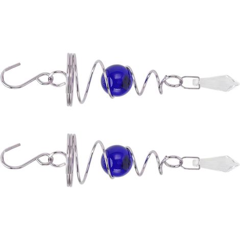 Lot de 2 carillons éoliens en spirale bleus, avec stabilisateur et boule de jardin en acier inoxydable. (1/5)