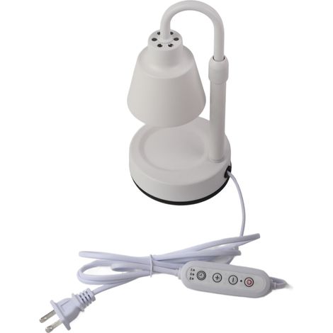 Scaldacera elettrico retrò bianco da 50W, altezza regolabile con timer e dimmer, 2 lampadine incluse. (1/4)