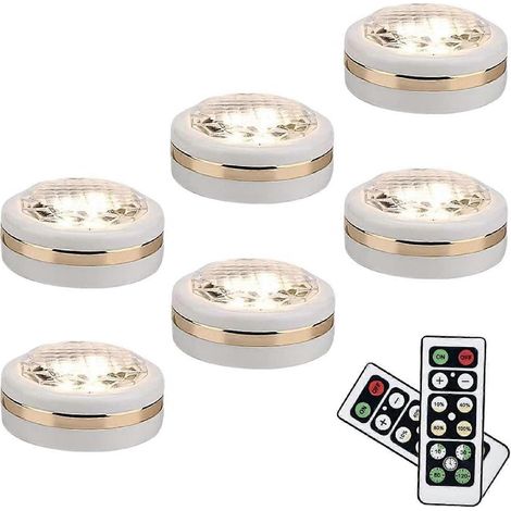 Lot de 6 lampes LED sans fil avec télécommande pour placard ou éclairage sous-plan. (1/5)