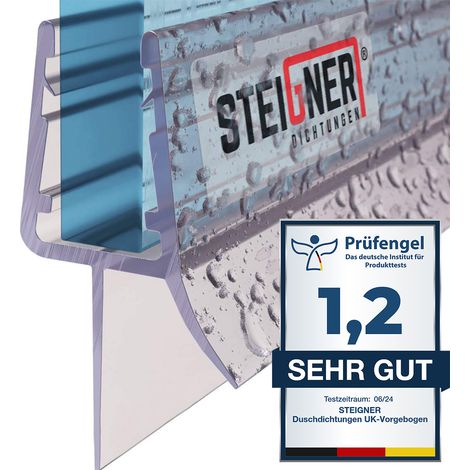 STEIGNER Joint de douche pour paroi en verre, 40cm, vitre 7/ 8 mm, joint d'étanchéité PVC droit pour les cabines de douche réctangulaires, UK33-08