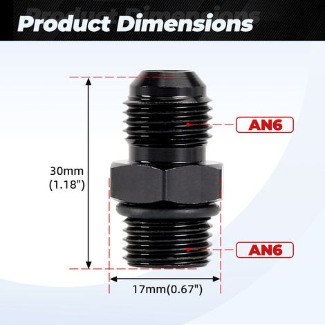 Adaptateur de connecteur de refroidissement d'huile ORB AN3 AN4 AN6 AN8 AN10 AN12 AN16 AN20 - -AN6-AN6 (1/3)