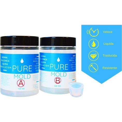 Caoutchouc silicone liquide translucide rapide 200 gr – Vulcanisation à température ambiante – Pour moules complexes en résine et béton – Resin Pro (1/5)