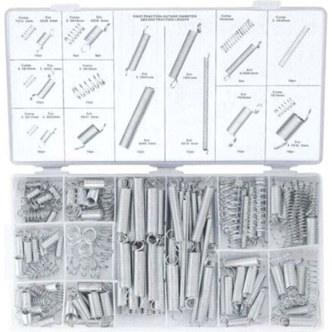 200-teiliger Kombinationsfedersatz, Zugfedern, Schwingfedern, Edelstahl-Druckfedern, Stahlfedern (mit Box) (1/5)