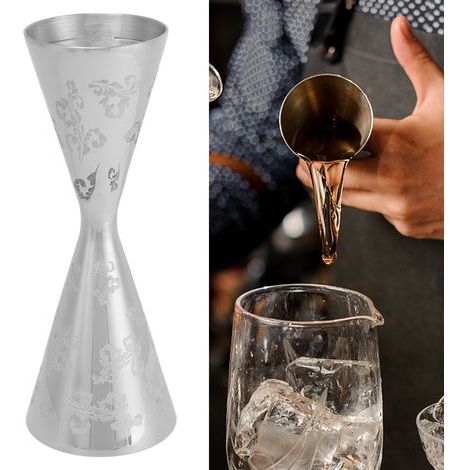 Double-Sided Stainless Steel Jigger 60ml/90ml with Leaf Pattern for Bar and Cocktails (1/5)