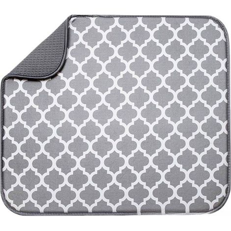 Tapis égouttoir en microfibre pour égouttoir de cuisine, tapis de séchage super absorbant à séchage rapide, 30 x 40 cm, Gris foncé (1/5)