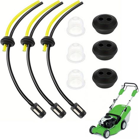 3 - Kit Filtre à Essence - Tuyau Carburant - Poire d'Amorçage et Bouchon Double Trou - Pour Tondeuse Débroussailleuse Tronçonneuse - Noir - 50cm (1/5)