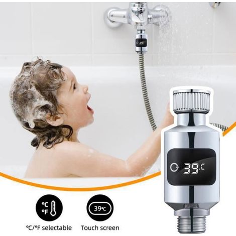 Thermomètre de bain à affichage numérique, plage de température 5 à 85°C, connecteur 1/2", compatible pour robinet de douche, 1 pièce (1/4)