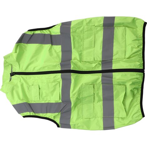 Gilet réfrigérant ventilateur été rechargeable 5V, veste air conditionné bandes réfléchissantes fluo vert XXXL (1/5)