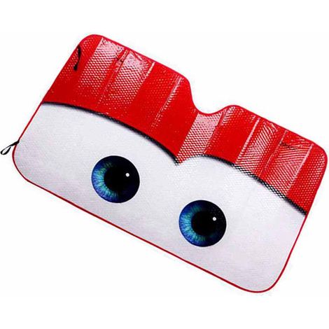Pare-soleil pare-brise voiture motif yeux cartoon pliable protection UV anti-chaleur en aluminium 130x70cm avec 2 ventouses (1/5)