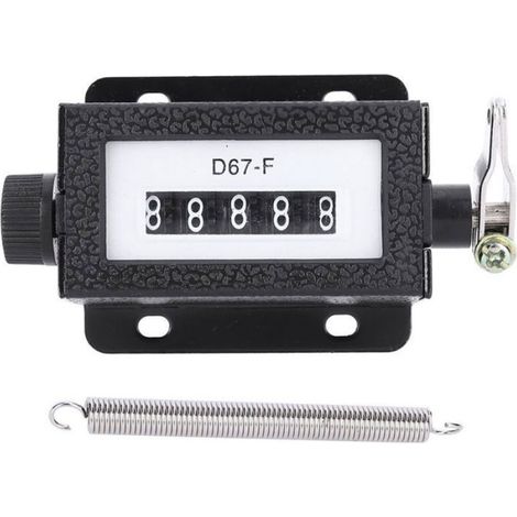 Compteur mécanique rotatif - 6 chiffres - Réinitialisable - Plage de comptage 0-99 999 - Modèle D67-F - Noir (1/4)