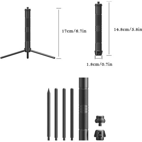 Support de lanterne en aluminium, perche pour lampe de camping, pliable, porte-lampe, support, trépied pour appareil photo, téléphone, idéal pour les pique-niques, la randonnée, le trekking, Ange (1/5)