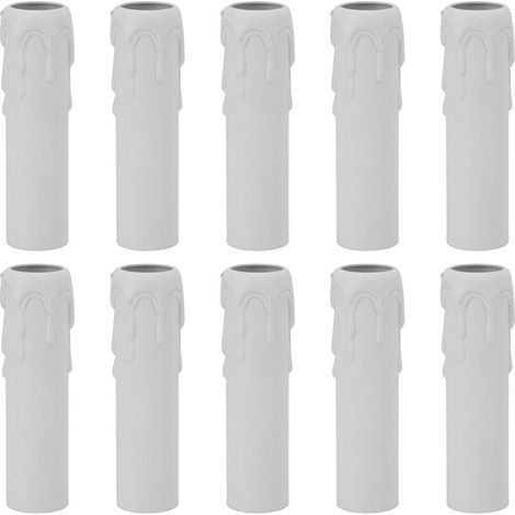 Paquet de 10 bougies gouttes gouttes en plastique couvre les tubes pour lustre lumière pendants luminaires blanc (1/5)