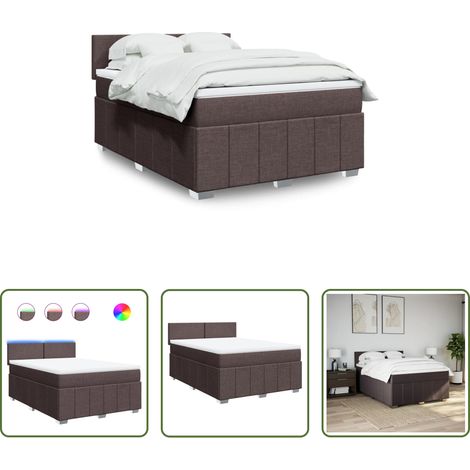Matelas à ressorts ensachés - Sommier à lattes de lit avec matelas Marron foncé 160x200 cm (1/5)