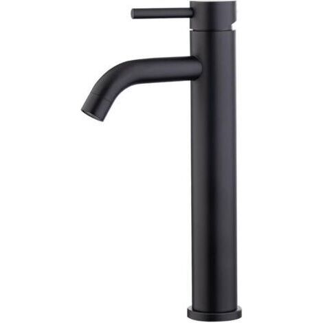 High spout basin mixer tap, hot/cold water connection mixer tap, black