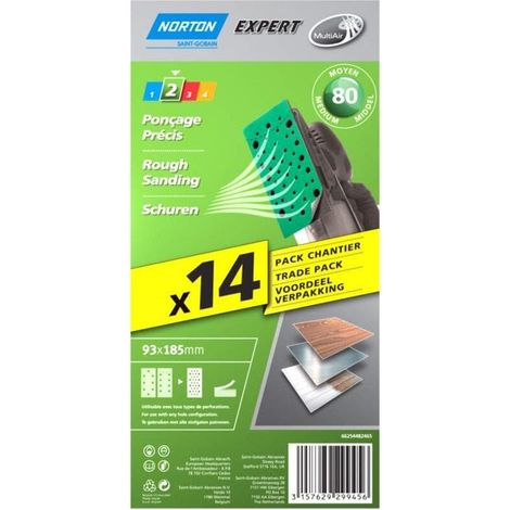 Norton Expert Schleifpapier 93x185mm K80 14er VE / Multi-Air