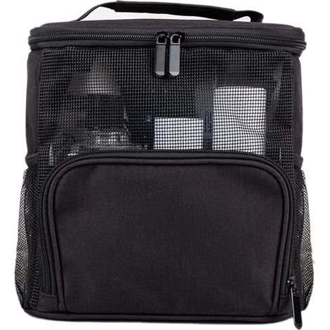 Tragbares Duschset – Tragetasche aus 300D Oxford-Gewebe, 100 % wasserdicht, 25 x 22,5 x 14,5 cm, faltbar und freistehend (Schwarz, Grau, Rosa, Hellblau), 1 Stück (1/5)