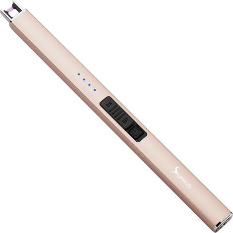 Briquet électrique à Arc, Coupe-Vent, sans Flamme, USB, Rechargeable, avec Serrure de sécurité, pour Bougie, Barbecue, Camping, doré (1/5)