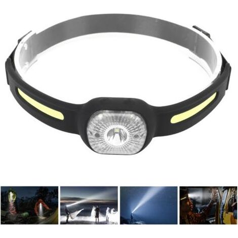Lampe frontale en silicone réglable, rechargeable par USB, avec détecteur de mouvement COB, idéale pour les activités de plein air comme la course à pied et la pêche. DUBUNS (1/4)