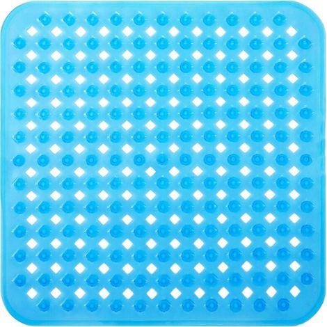 bleu Tapis de Bain de Douche, 53x53cm Tapis de Baignoire Antidérapant, Tapis de Douches Antiderapant Carré à Ventouses, Anti Glisse Tapis, Lavable en Machine (1/4)