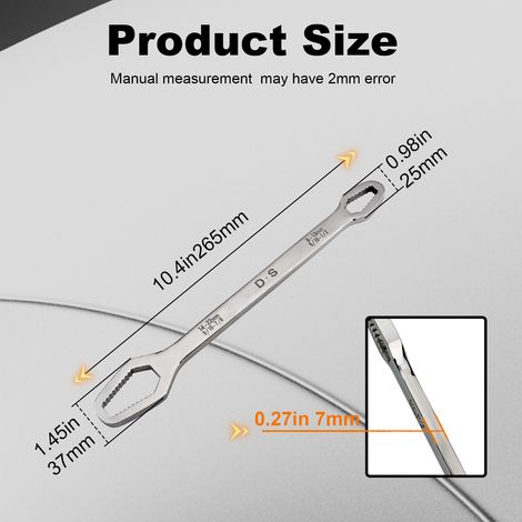 Double-ended self-tightening wrench, multi-functional box wrench, household adjustable manual 8-22mm universal wrench, two-in-one wrench (1/4)
