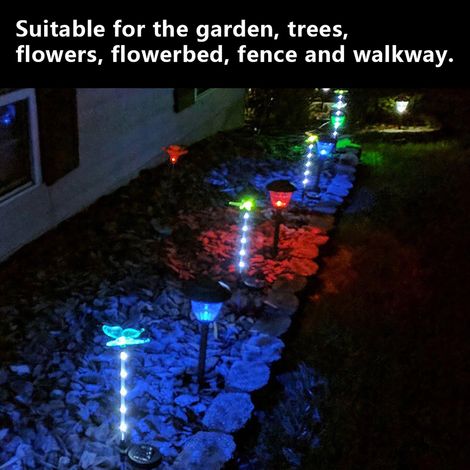 Set mit 3 wasserdichten, farbenfrohen LED-Solar-Erdspießleuchten für Rasen, Garten und Hof (1/5)