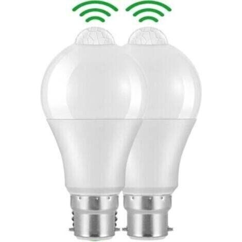 2 pièces Ampoule Detecteur de Mouvement B22 Baïonnette LED, 12W, 1020lm, Blanc Froid 6000 K, CIR 85, étanches IP42 à économie d'énergie, non dimmable, Ampoule à Détecteur de Mouvement (1/3)
