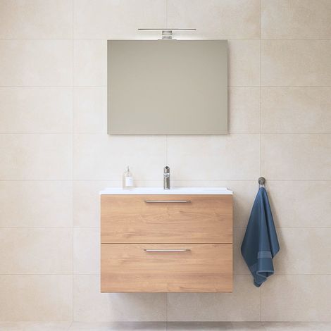 Vitra Mia Mobile 59x61x39,5 cm per bagno con specchio, lavabo e illuminazione a LED, Antracite lucido (MIASET60A) (1/5)
