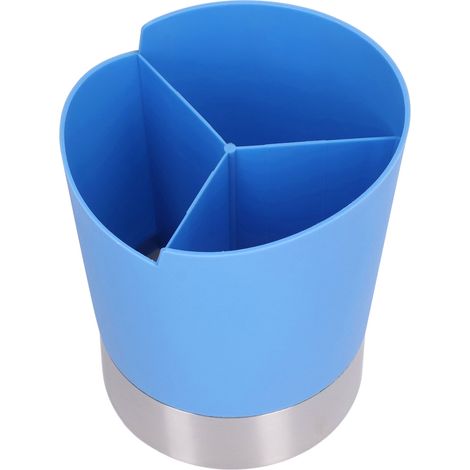 Blauer Besteckhalter mit 3 Fächern für Bars, Schnellimbisse und Teestuben, Aufbewahrungskorb für Strohhalme, Essstäbchen und Besteck. (1/5)