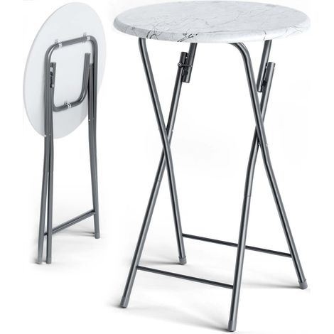 Mesa de bar plegable, aspecto mármol blanco, 130 x 60 cm (1/5)