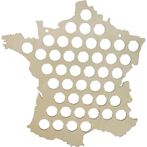Collecteur de capsules de bière carte de France en bois