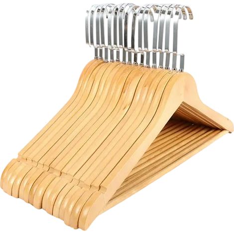 Cintre en bois massif antidérapant, cintre d'hôtel en bois sans couture, pince à pantalon, support à vêtements, cintre rétro pour vêtements d'enfants (1/5)