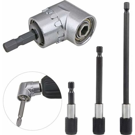4 pièces électrique Perceuse Sans Fil Bitster Embout Visseuse 105 Degrés 1/4 Pouce Fort Magnétique Perceuse Mandrin Hexagone Rod Extension avec 60mm / 100mm / 150mm, (1/5)
