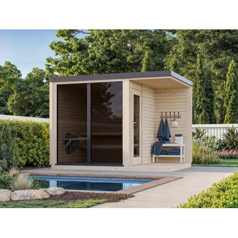 Abri de jardin en bois Sarah 3,8+2,1 m2 Naturel (1/5)