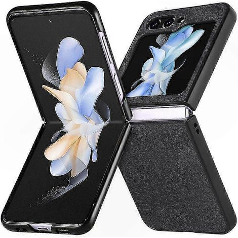 Echtlederhülle für Galaxy Z Flip 6, ultradünne Hülle mit Kartenfächern, kratzfeste Oberfläche, Schwarz, kompatibel mit Samsung (1/5)