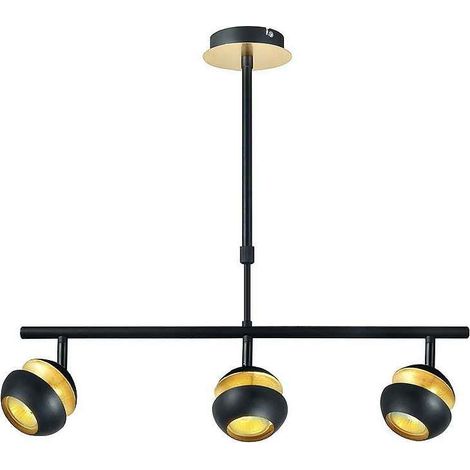 Beethoven lampada a sospensione lineare de 3 faretti Nero/oro Fabrilamp (1/4)