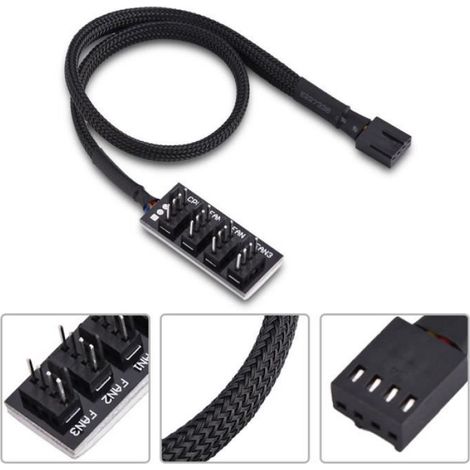 Câble d'extension de ventilateur à 4 broches, Cpu/boîtier d'ordinateur à 4 broches Alimentation du ventilateur Multi Splitter (1/4)