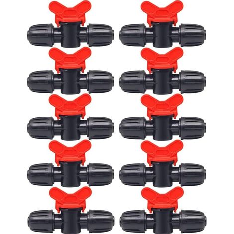10 pezzi di valvola di commutazione per irrigazione, valvola di commutazione per tubo di irrigazione, rubinetto da giardino in plastica PE, rubinetto a doppia spina maschio, per irrigazione del prato (1/4)